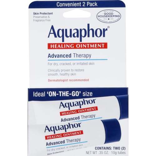 Aquaphor Healing Ointment Advanced Therapy Skin Protectant, Dry Skin Body Moisturizer, 0.35 Oz Tube, Pack of 2