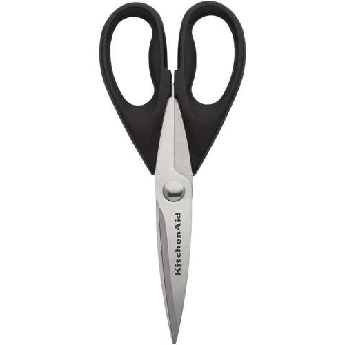 KitchenAid All Purpose Kitchen Shears with Protective Sheath Durable Stainless Steel Scissors, Dishwasher Safe, Soft Grip Comfort Handle, 8.72 Inch, Black