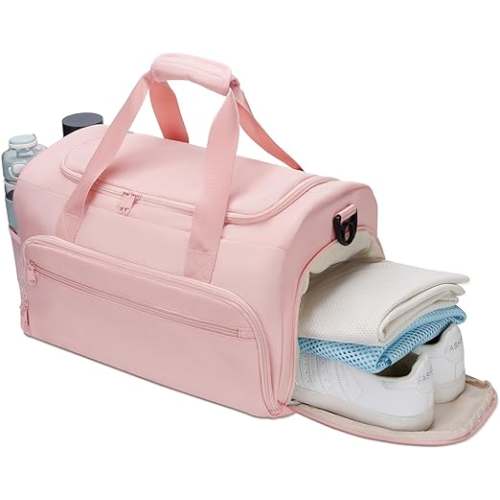 Gym Bag for Men Women, Small Fitness Workout Sports Bag with Wet Pocket & Shoes Compartment, Water Resistant Overnight Weekender Duffel Bag